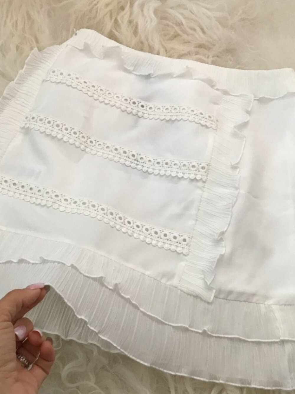 IRO Ruffled plissé gauze-trimmed crepe skirt 0946 - Picture 4 of 8